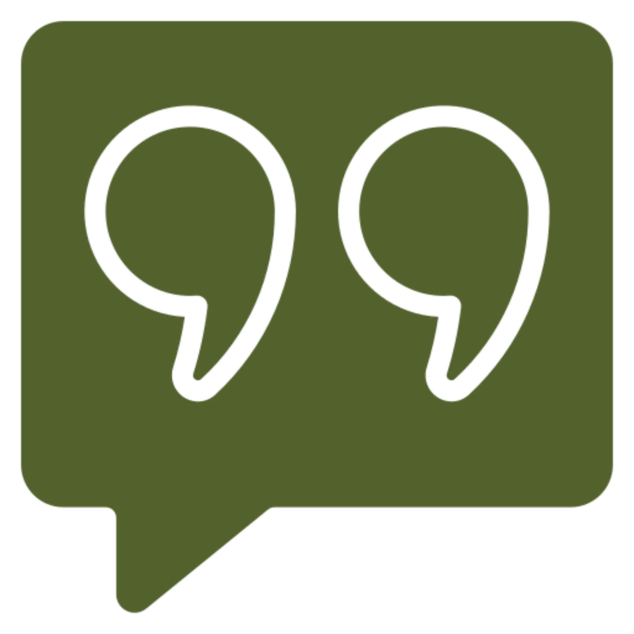 Green chat bubble with quotation marks